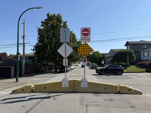Traffic barrier on a residential street